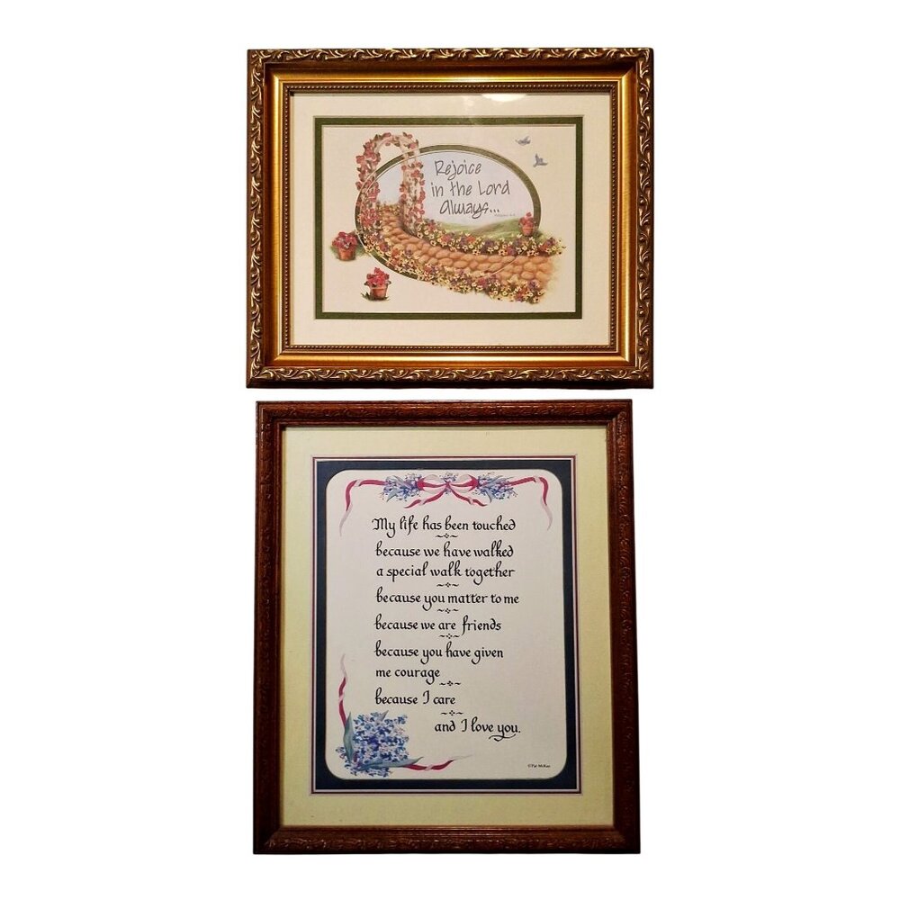 Inspirational Framed Wall Art Set With Messages & Floral Designs